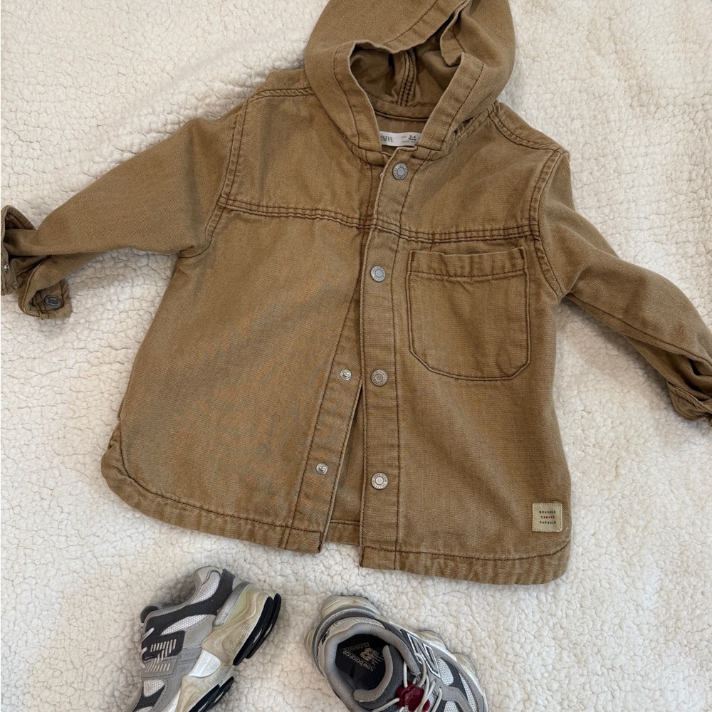 Zara Kids Brown Hooded Jean Jacket
